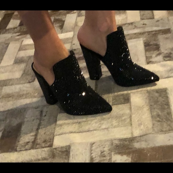 Glittery black mule heels. NWT - Picture 8 of 12